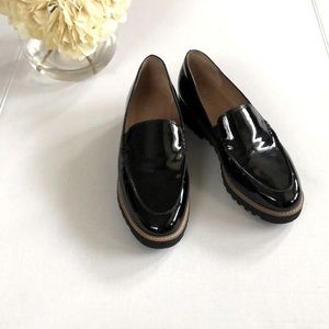 Franco Sarto black patent leather loafer